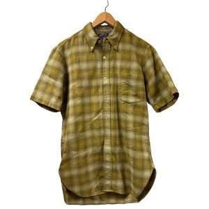 Vintage Pendleton Wool Mustard Color Short Sleeve Shirt men's Medium